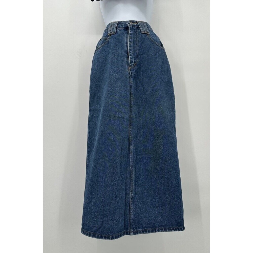 Invisible Vintage Maxi Denim Skirt Front Slit 90s Y2K Womens Size 9/28 etite